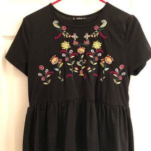 black embroidered top